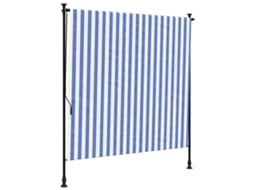 Estore de rolo para exterior VIDAXL tecido/aço azul e branco (150x270 cm)
