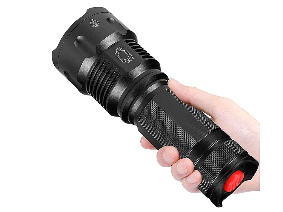 Lanterna Led Tochas Super Brilhantes Poderosos Lumens Foco Ajustável Lanterna para Cachorros Caminhadas Emergência Preto YIZHOOD