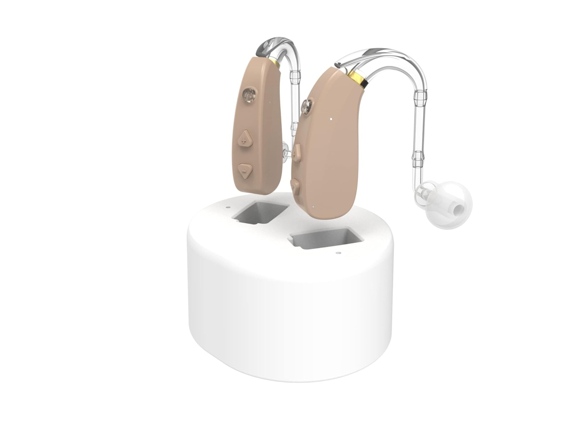Aparelho Auditivo Retroauricular (bte) Digital Recarregável, Adequado Para Perda Auditiva Moderada A Severa (branco)