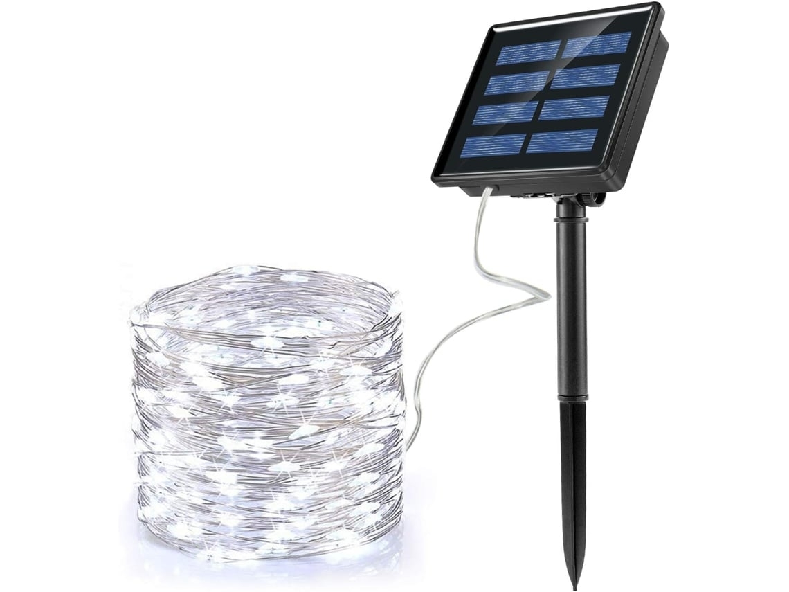 Conjunto De Luz Solar 22 Metros 200 Leds Brancos Alimentado Por Energia Solar*