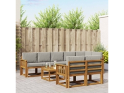 Vidaxl Conjunto De Sofás Para Exterior 9 Pcs Cinza Natural E Claro