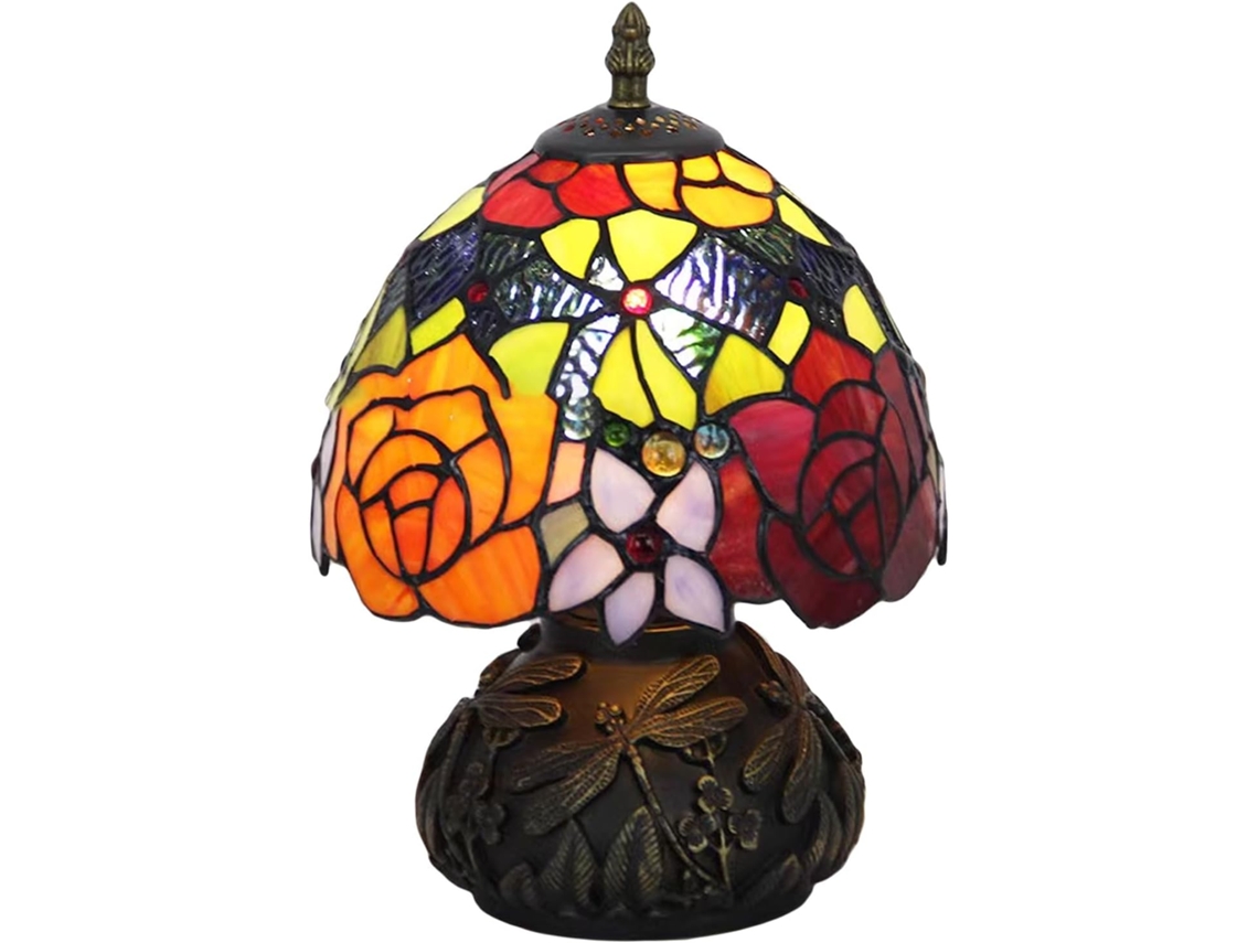 Abajur Tiffany, Abajur De Mesa Com Rosa Em Vitral Para Quarto, Escrivaninha, Luminária De Leitura Para Cabeceira, Sala