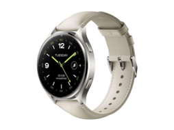 Smartwatch XIAOMI Watch 2 Bluetooth Cinzento Titânio com Bracelete de Pele Branca BHR9306GL
