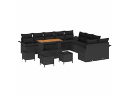 Maison Exclusive - Conjunto De Sofá De Jardim Com Almofada 14 Pcs Preto