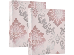 Massa com estampa floral e folhas estilo chinês, rosa, 3,8 cm, 1,5 pollegadas, três aros com camada de bolsa