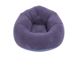Poltrona Inflável Flocking Pvc Portátil Plegável Sofá Blow Up para Sala Quarto Viagem Azul Escuro | S/MARCA