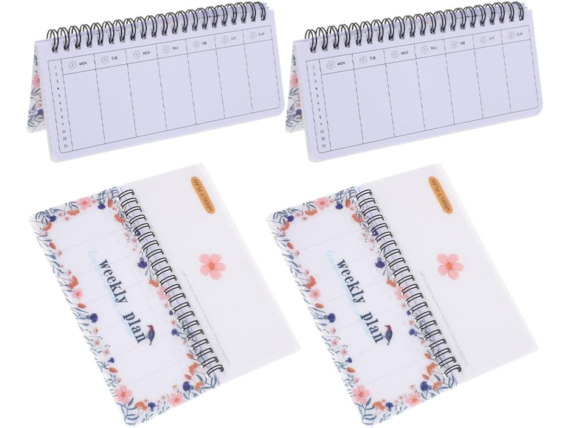 Agenda Semanal Destacável De 4 Peças, Com Encadernação Em Espiral, Compacta E Portátil, Com Papel Liso E Resistente A Gokoco
