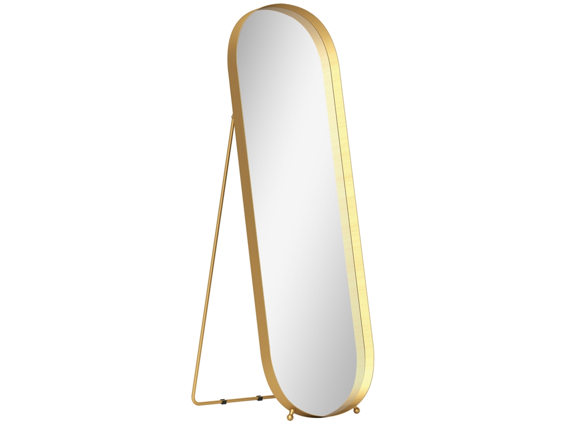 Espelho de corpo inteiro com moldura metálica dourada, 160x50cm | S/MARCA