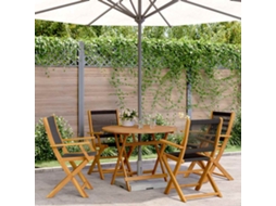 Vidaxl 5 Pcs Conj. Jantar P/ Jardim Polipropileno/madeira Maciça Preto