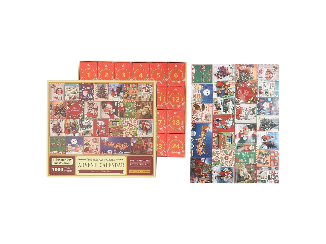 24 Boxes Xmas Countdown Puzzle Box Festive Advent Calendar