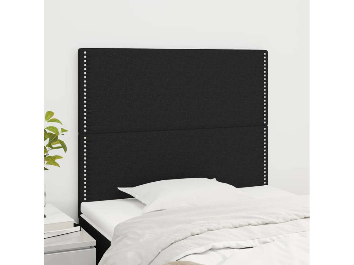 Vidaxl Cabeceira Preta 90x5x118/128 Cm Tecido