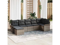 Vidaxl Conjunto De Sofá De Jardim 7 Pcs Cinzeto Rattan Sintético