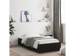 Vidaxl Estrutura De Cama C/ Gavetas 90x200 Cm Derivados Madeira Preto