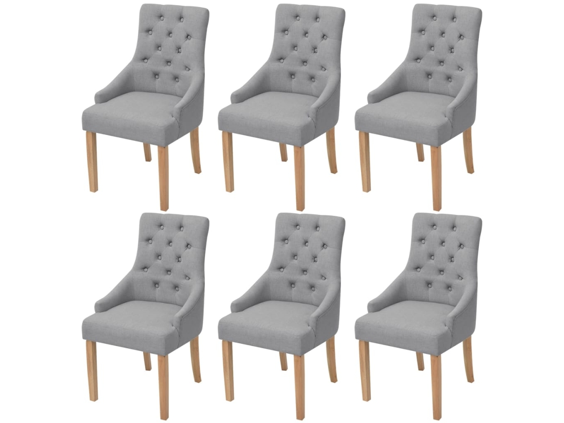 Vidaxl Cadeiras De Jantar 6 Pcs Tecido Cinzento-claro