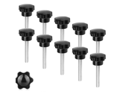 Conjunto De 10 Parafusos Estrela M8 X 50 Mm Com Rosca, Porca Estrela, Parafuso De Aperto Manual Preto Serrilhado
