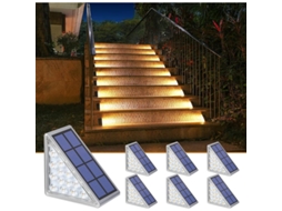 Luzes De Degrau Solar, 6 Unidades Luzes Exteriores Quentes Triangulares Impermeáveis Auto Ligar/desligar Para Degraus Pátio Jardim Calçada