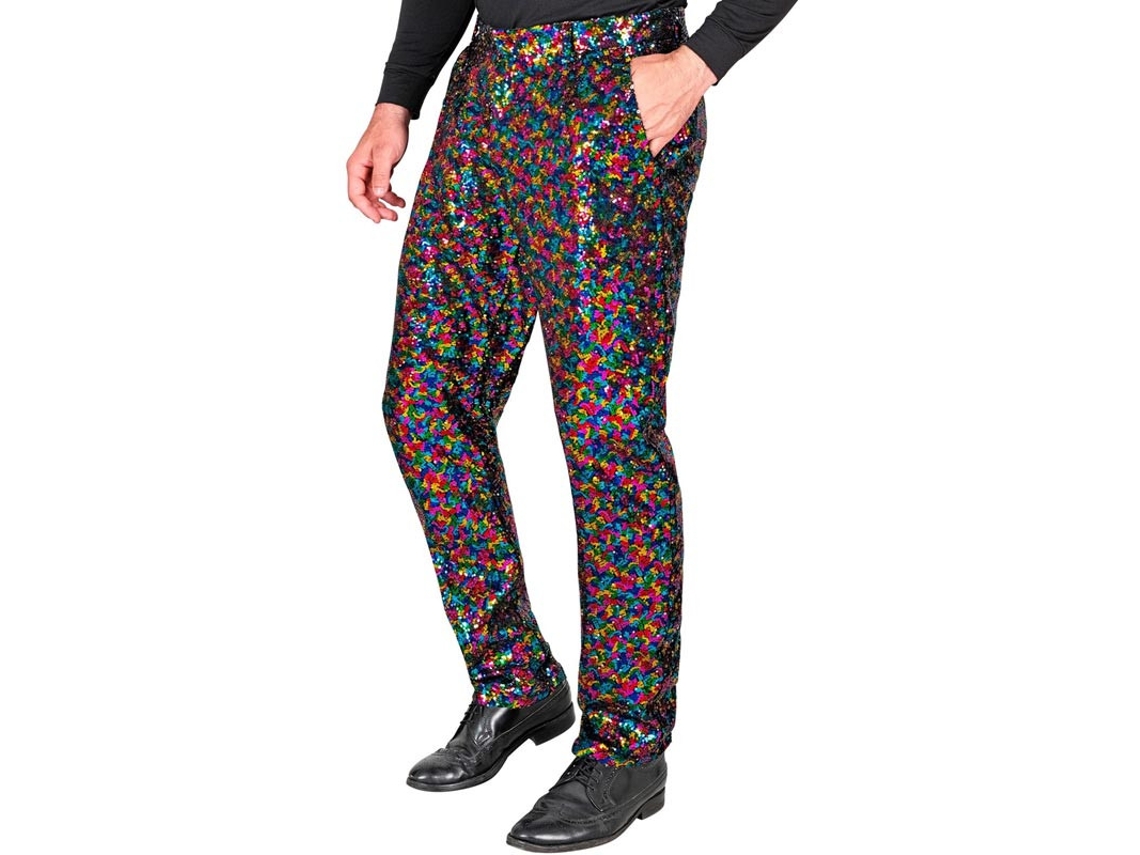 Calças bolinhas multicoloridas para homem