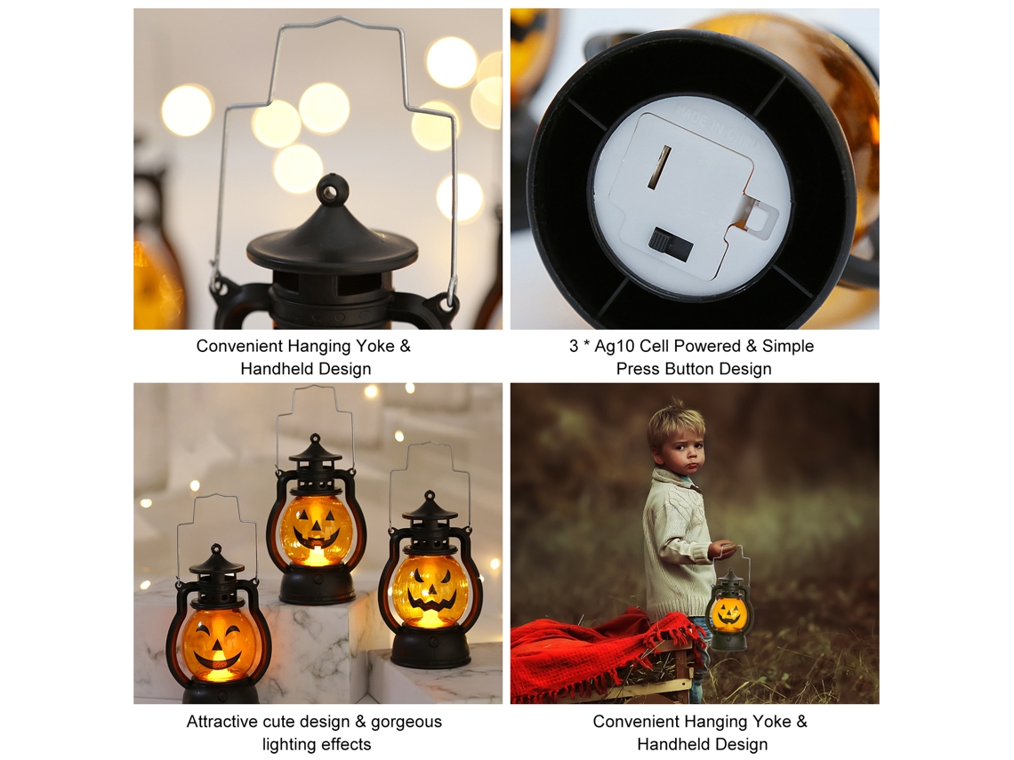 2026 lâmpada de Noite Led Design de Abóbora com Bateria Luz Branca Quente Decoração de Halloween Festa Lar Presente