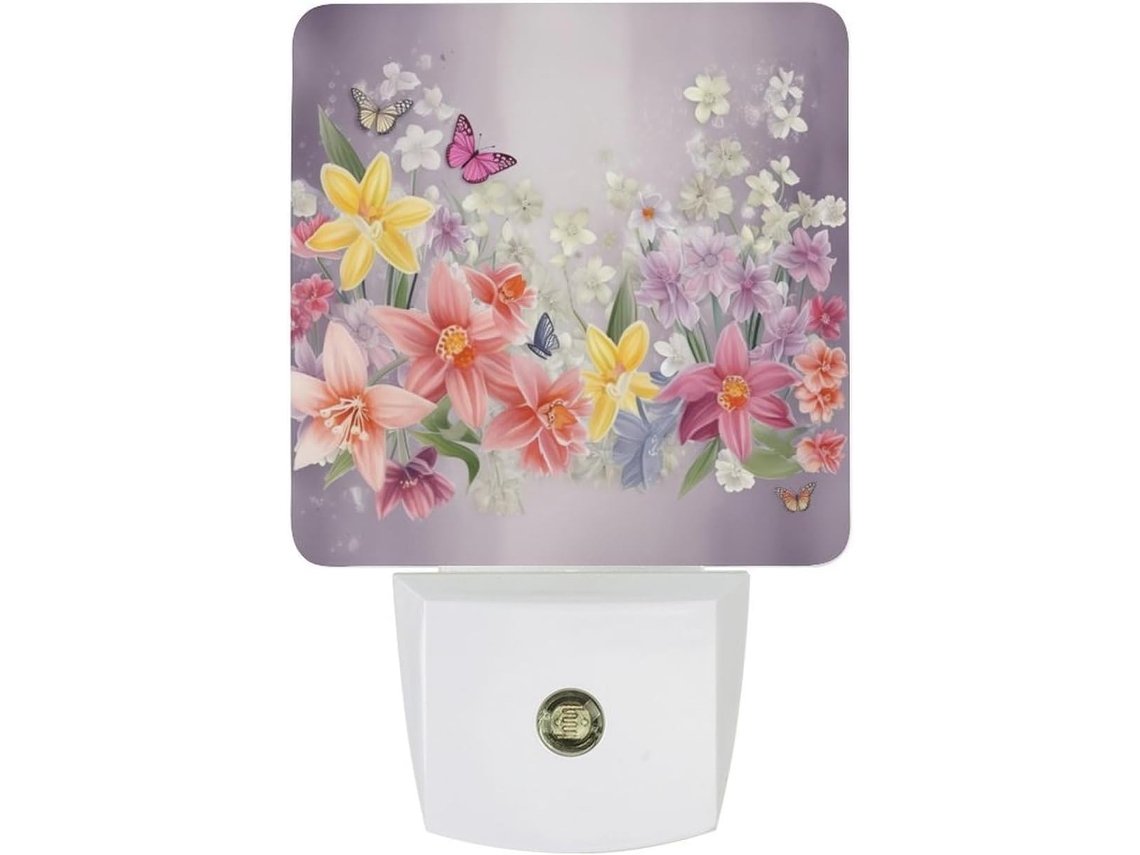 Luminária De Parede Com Mola, Com Design Floral, Sensor Crepuscular, Luz Led Branca, Lâmpada Baixo Consumo