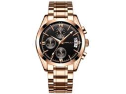 Relógio masculino moderno de quartzo com pulseira de aço inoxidável (3 cores: vermelho, rosa e preto)