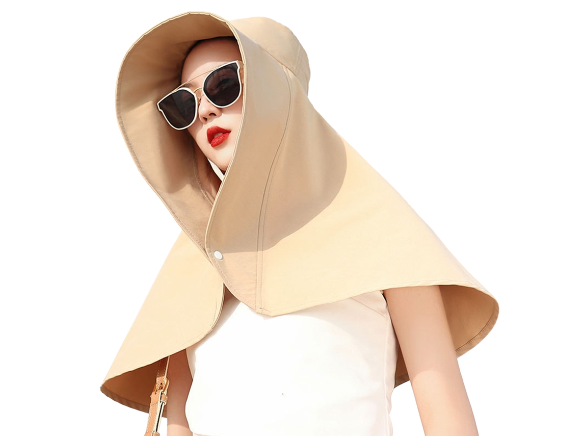 Chapéu de pesca feminino com aba larga protetor UV50 para verão caminhada jardim proteção de pescoço amarelo S/MARCA