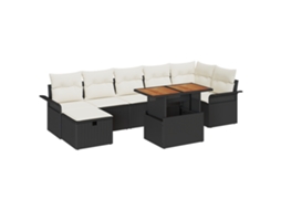 Conjunto 8 Mobiliário De Jardim Vidaxl Preto Vime Pe (55 X 55 X 37 Cm)
