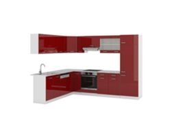 Cozinha de canto R-Line, 227 x 287 cm sem bancada, Borgonha alto brilho/branco, Vicco