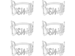Rebe anéis de Guardanapo 6 Peças Letra Bismillah Metal Prateado Decoração de Mesa para Casamento Festa Ramadã Banquete