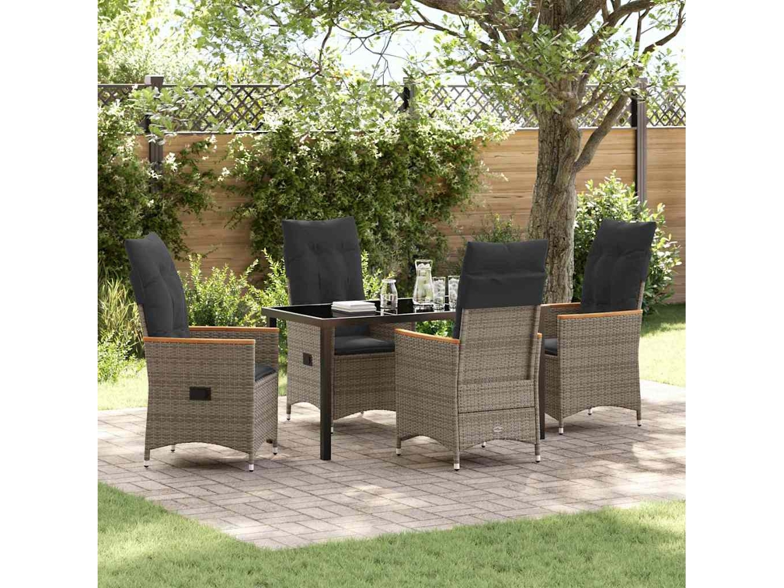 Vidaxl Conjunto De Jantar Para Jardim 5 Unid. Cinzeto Vime Pe