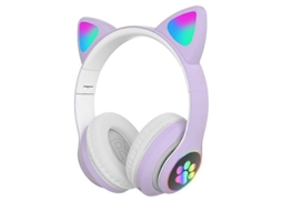 Fones De Ouvido Tws Com Microfone E Cancelamento De Ruído, Cores Arco Íris, Orelhas De Gato Ly Ebike