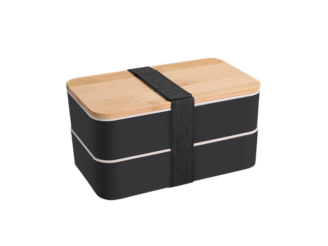 Lancheira Bento Design Preta, Bentobox De Bambu 2 Hermética C