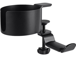 Suporte De Mesa Ajustável E Giratório Iplusmile Para Fones Ouvido Porta Copos Em Liga Alumínio Preta Com Gancho Encaixe