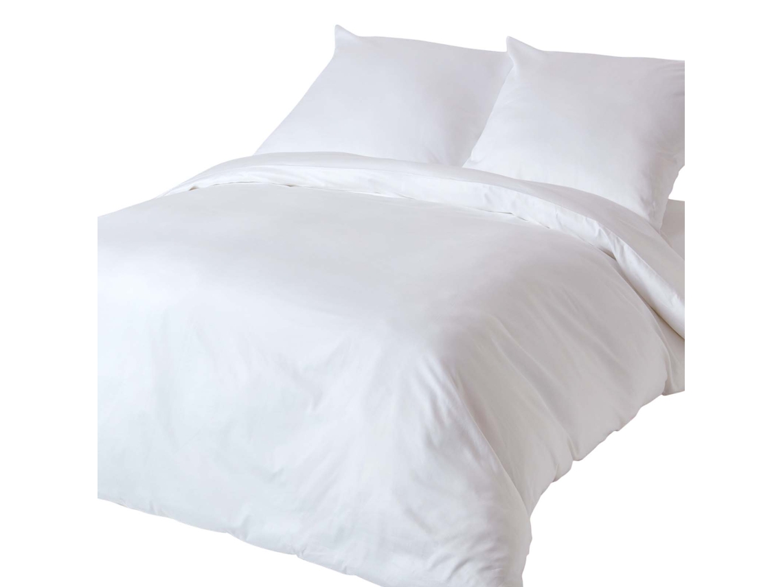 Homescapes White European Size Organic Cotton Duvet Cover Set 400 Tc, 240 X 220 Cm