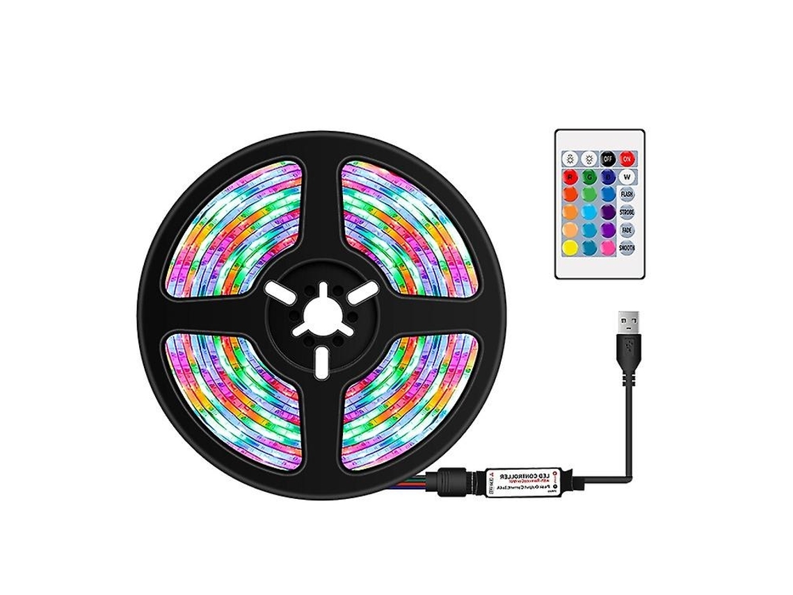 Fita Led Rgb 3 M 5 V Usb Com Comando Autoadesiva Flexível Para Quarto E Setup - Lurelia
