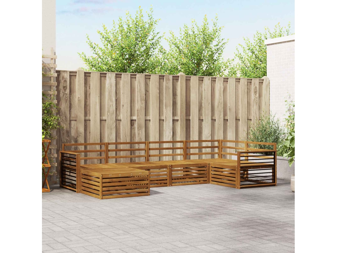 Vidaxl Conjunto De Sofás Para Exterior 6 Pcs Natural