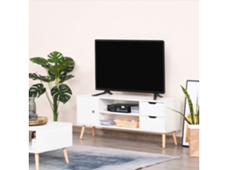 Armário de Tv Grande Armazenamento com Guarda roupa Prateleiras e Gavetas Abertas Carga 30 Kg 120x28x44 Cm Branco