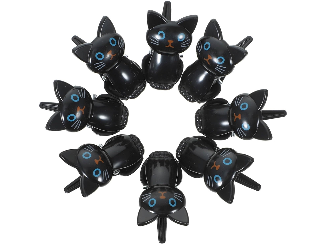 Osaladi 8-clips para selar sacos de alimentos em formato de gato, clips multiuso, reutilizáveis, pretos, para cozinhar e