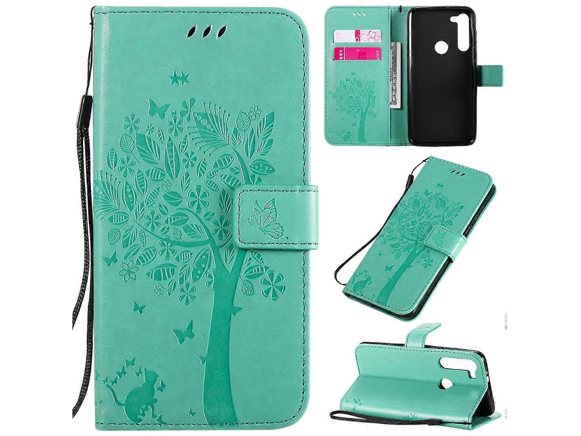 Capa De Couro Com Aba Horizontal, Estampa De Árvore E Gato Em Relevo, Com Suporte, Compartimentos Para Cartões, Carteira E Cordão Para Motorola Moto G