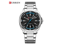 Relógio de Quartzo Masculino com Pulseira de Aço Inoxidável, Mostrador Quadrado Criativo Exclusivo. MDUG (prateado e Preto)