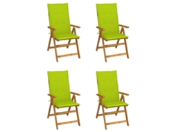 Cadeiras Jardim Reclináveis C/ Almofadões 4 Pcs Acácia Maciça Dkd Home Decor