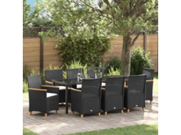 Vidaxl Conjunto de Jantar para Jardim 9 Pcs Preto Vime Pe