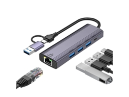 Usb C Hub 5 em 1 Adaptador Duplo Docking Station USB C/USB 3.0 com Porta USB USB C/PD Porta Gigabit Ethernet Adaptador USB C Yizhood