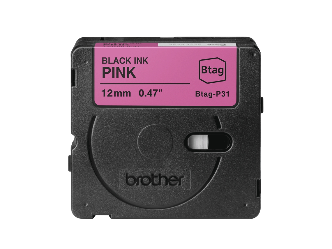  Fita Doméstica BROTHER BTAGP31 Preto sobre Rosa 