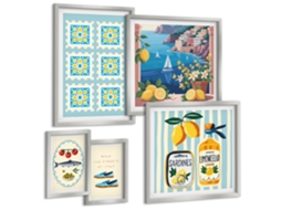 Quadros Decorativos Para Parede Árvore Cítrica, Vista Da Janela Moldura Prateada Quadros Para O Escritório Espelharte (conjunto De 5 Imagens)