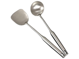 Conjunto De Utensílios De Cozinha Em Aço Inoxidável Com Cabo Longo Ergonômico E Design De Gancho Que Economiza Espaço.