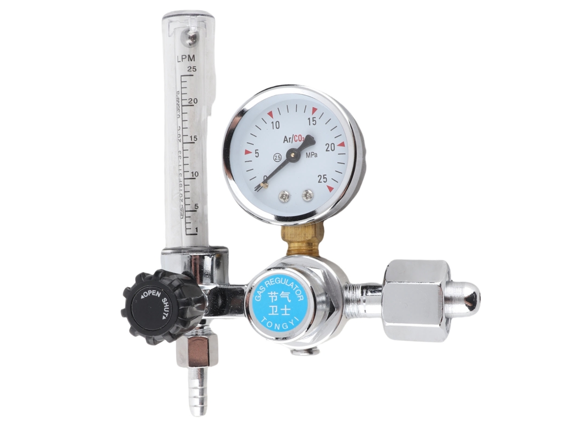 Regulador de fluxo com manômetro para soldagem de argônio, CO2 e MIG/TIG.