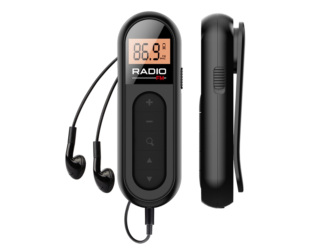 Rádio Portátil Fm , Rádio de Bolso Recarregável MDUG (preto)
