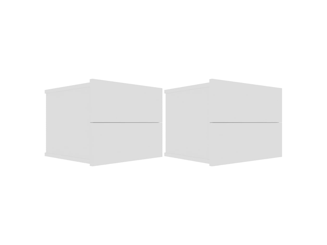 Conjunto de 2 Mesas Cabeceira Derivada Madeira Branco MAISON EXCLUSIVE 40x30x30 cm