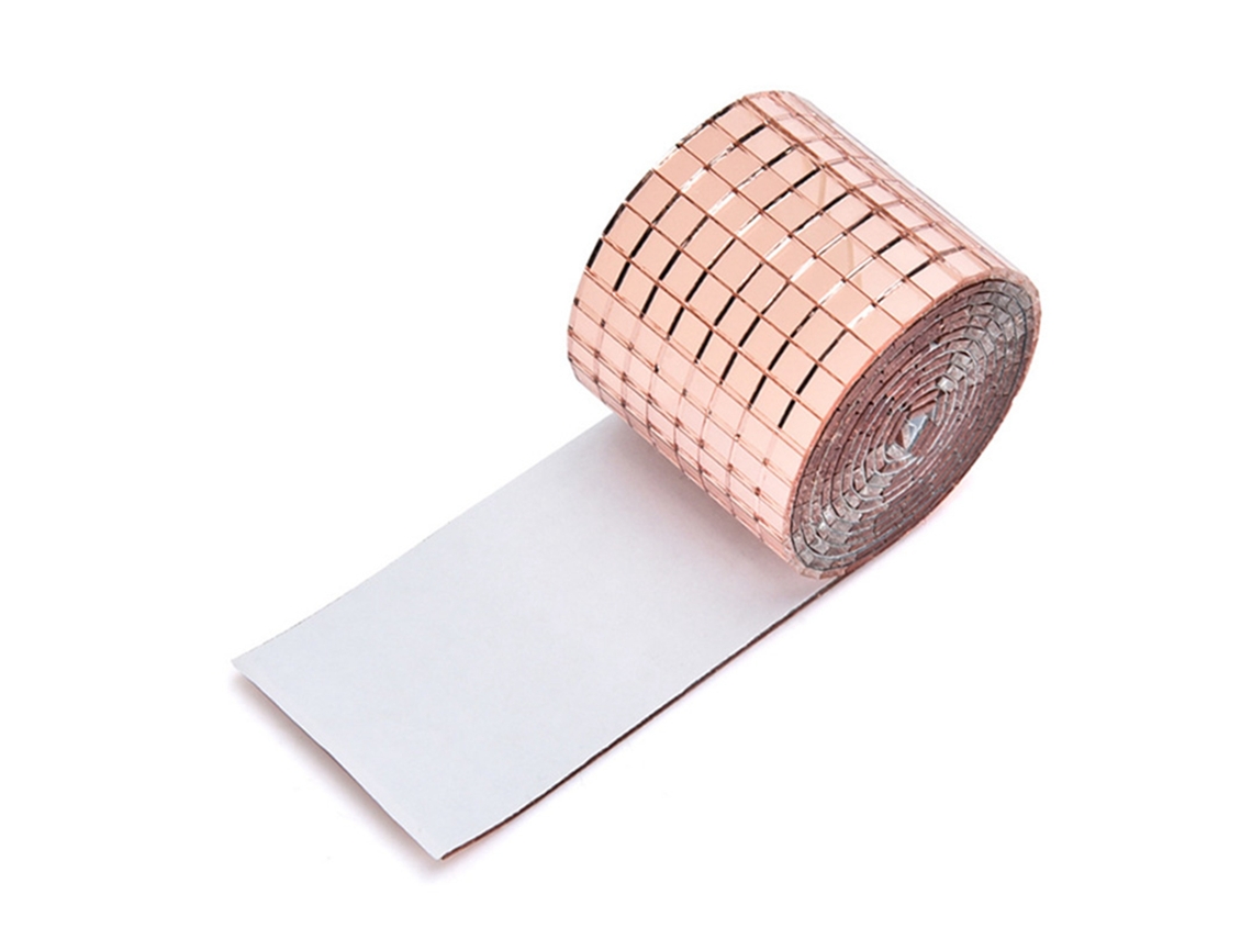 Adesivo de Parede Mosaico Autoadesivo Espelho Diy Decoração Ktv Ouro Rosa 4x100cm | S/MARCA