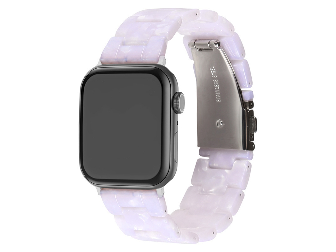 Compatível Com Apple Watch, Huawei E Samsung, Pulseira Transparente De Resina E Cerâmica, Branco Flash, 20mm